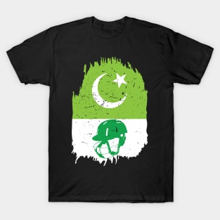 Pakistan Cricket Player Batsman Helmet Design T-Shirt